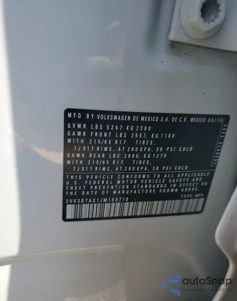 2018 Volkswagen Tiguan Se z USA, uszkodzony, nr VIN 3VV3B7AX1JM159718